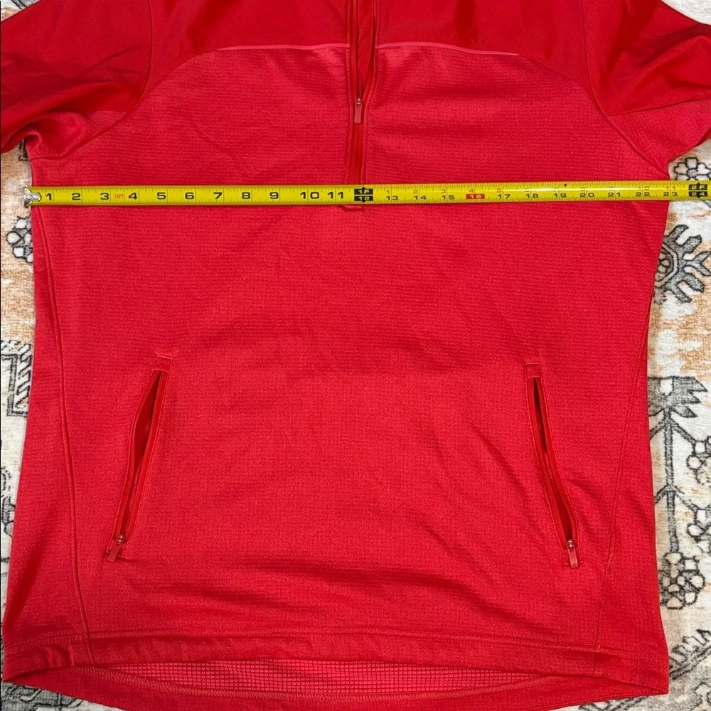 ADIDAS L Golf 3/4 zip pullover sweatshirt/jacket in orange-ish red
